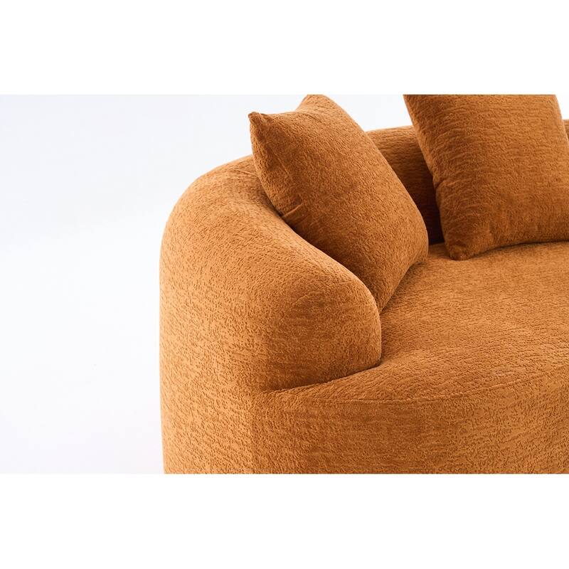 Curved Loveseat White Full Compression Sponge Sofa