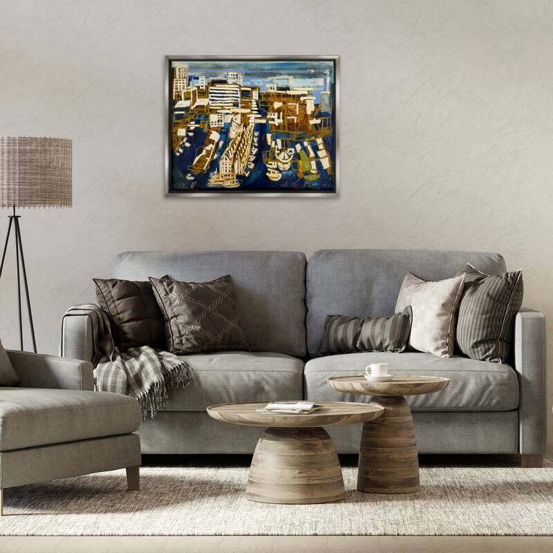 Stupell Bold Abstract Cityscape Framed Floater Canvas Wall Art Design By Erin McGee Ferrell