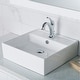 preview thumbnail 25 of 28, Kraus 3-in-1 Set White Square Ceramic Vessel Sink Arlo Faucet w/ Drain