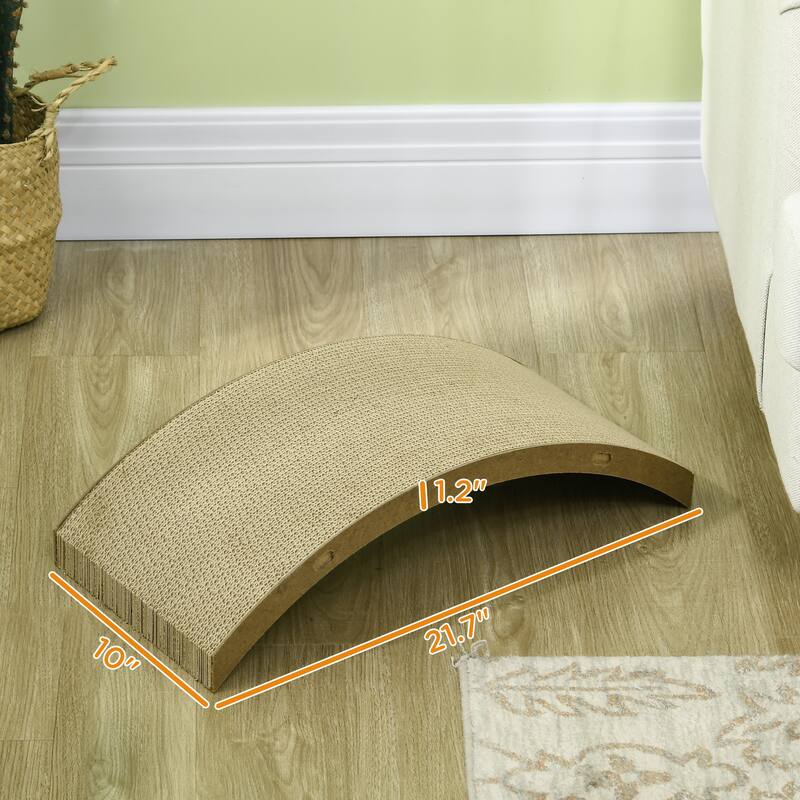 PawHut Cat Scratching Board, 4 Pack Cat Scratcher for Indoor Cats, Reversible Cat Scratching Post Replacement - Brown
