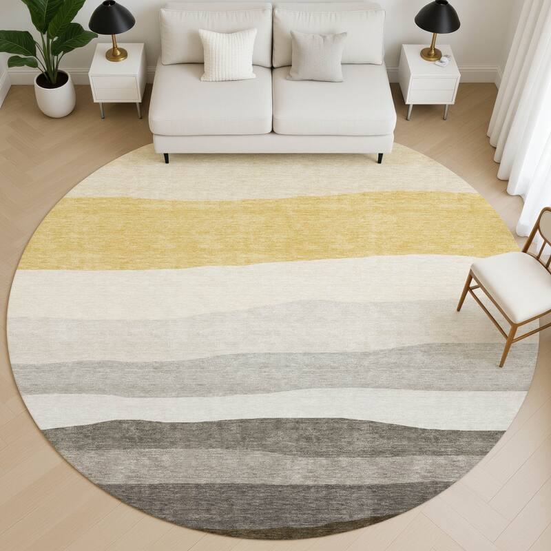 Premium Washable Super Soft Ombre Stripe Mayfield Rug - Pewter - 8' x 8'