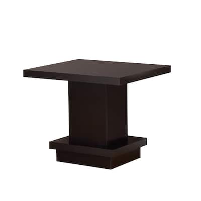 Pedestal Square End Table in Cappuccino