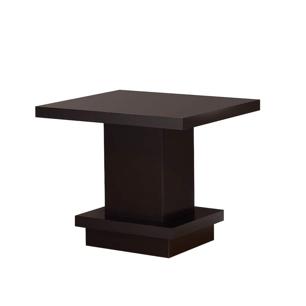 Pedestal Square End Table in Cappuccino