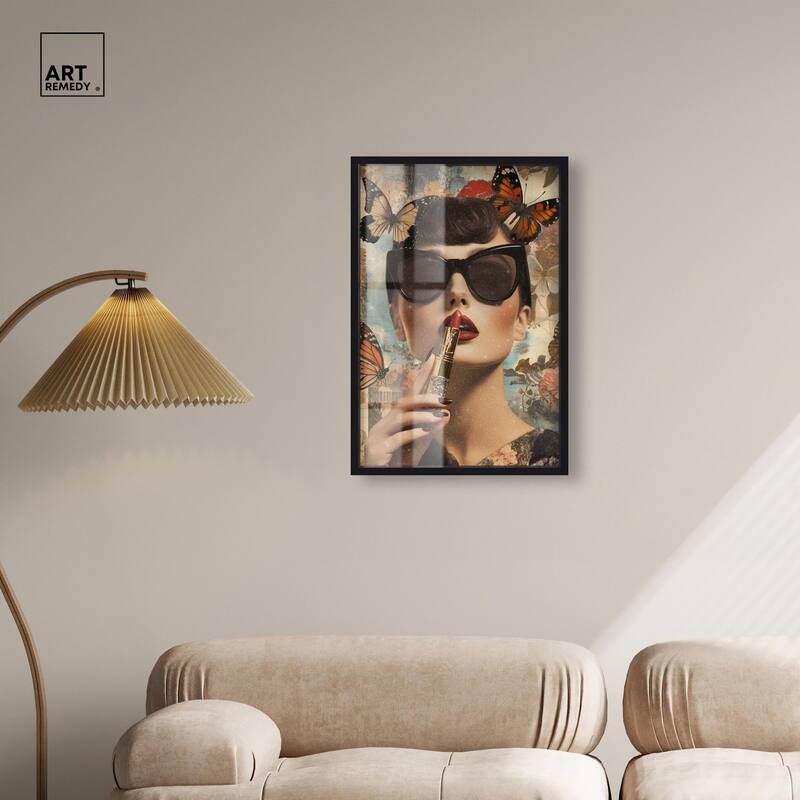 Iconic Lady Butterfly Collage II Shadowbox by Art Remedy