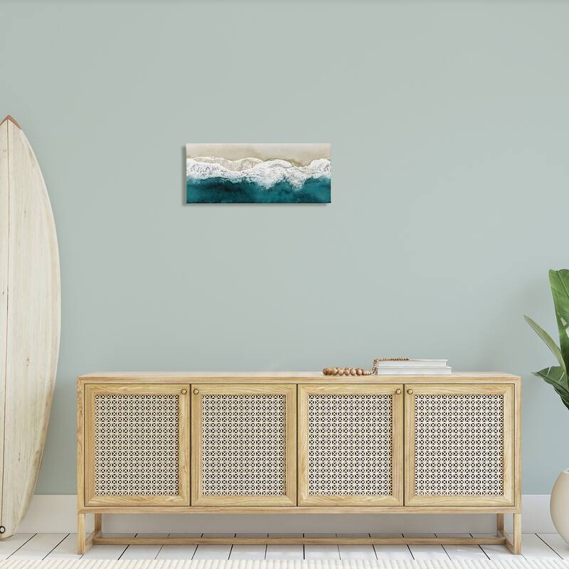 Stupell Foamy Beach Coast Deep Blue Ocean Water Canvas Wall Art