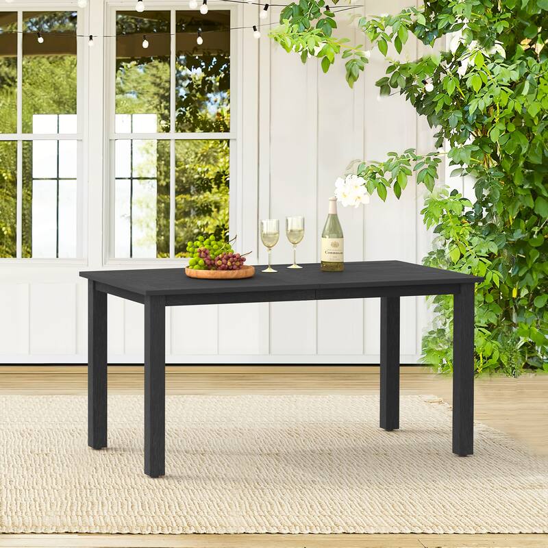 5-Piece HDPS Rectangular Patio Dining Set with Slatted Table Top and outdoor Armchairs - 23.6"D x 24.6"W x 34.6"H