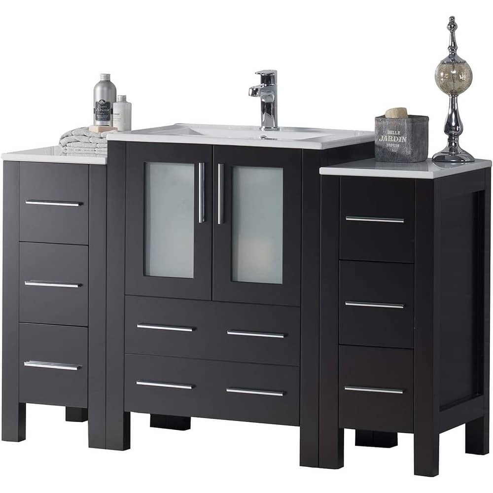 Blossom 48" Solid Wood Bathroom Vanity w/ Ceramic Sink & Side Cabinet