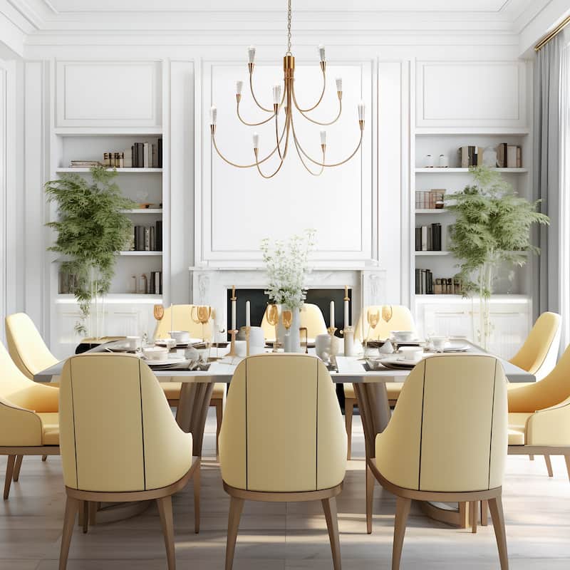 Modern 10-Light LED Gold Chandelier 2-Tier Classic Candle Lights for Dining Room - D 34.3" x H 28.3"