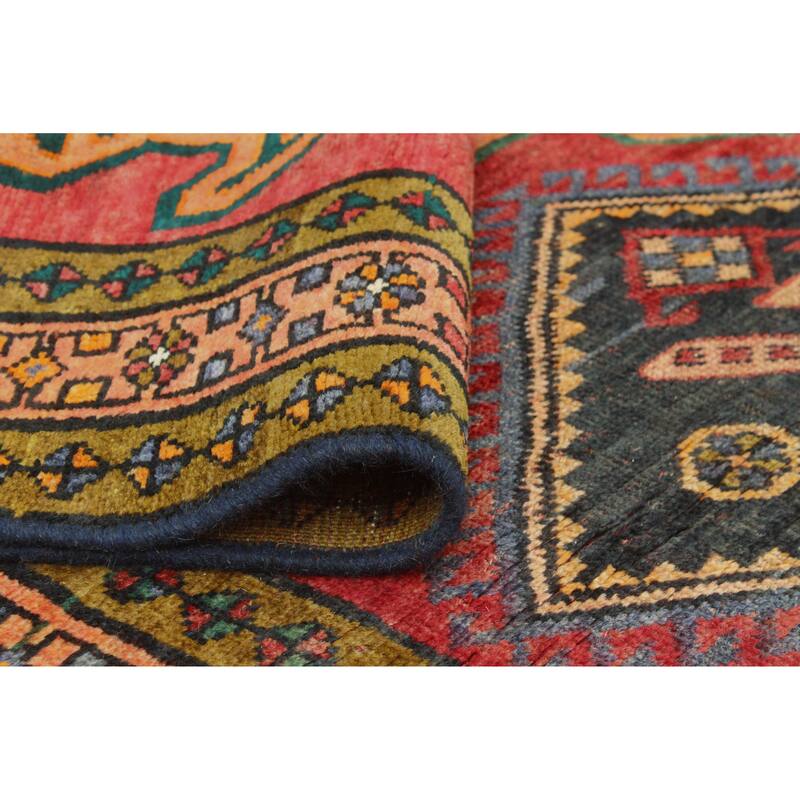 Fine Vintage Distressed Balthild Red/Charcoal Runner - 3'10" x 12'3"