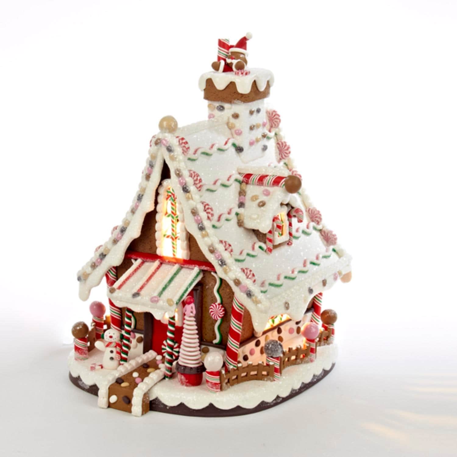 Shop 12 25 Lighted Candy Land Lodge Peppermint Gingerbread House