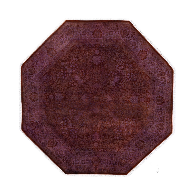 Overdyed One-of-a-Kind Hand-Knotted Octagon Area Rug - Purple - 6' 1" x 6' 1"
