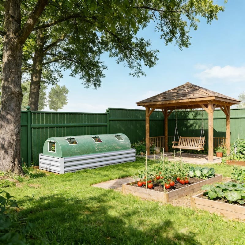 GDFStudio Outdoor Kael Compact Mini Greenhouse with Steel Frame and PE Cover - Green