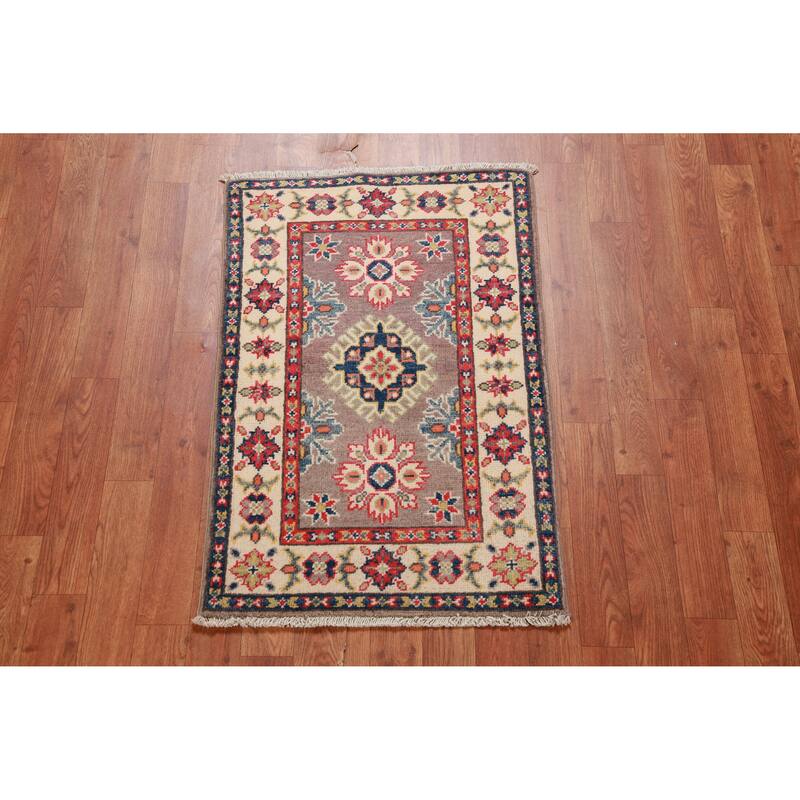Brown Kazak Oriental Accent Foyer Rug Handmade Wool Carpet - 2'0"x 3'0"