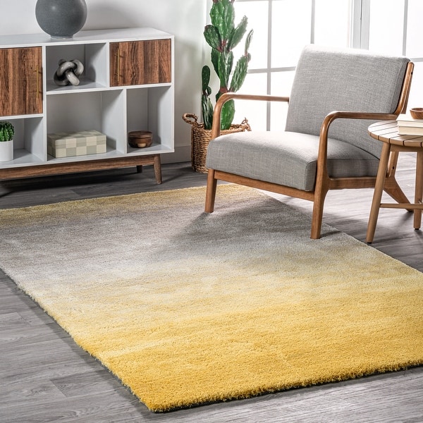 slide 2 of 35, Nuloom Handmade Soft and Plush Ombre Shag Rug 4' x 6' - Yellow