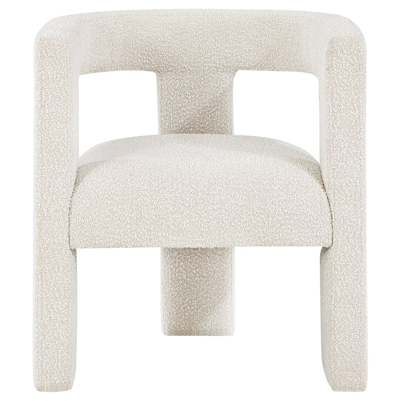 Hellen Accent Side Chair, Fully Upholstered in Soft White Boucle Fabric