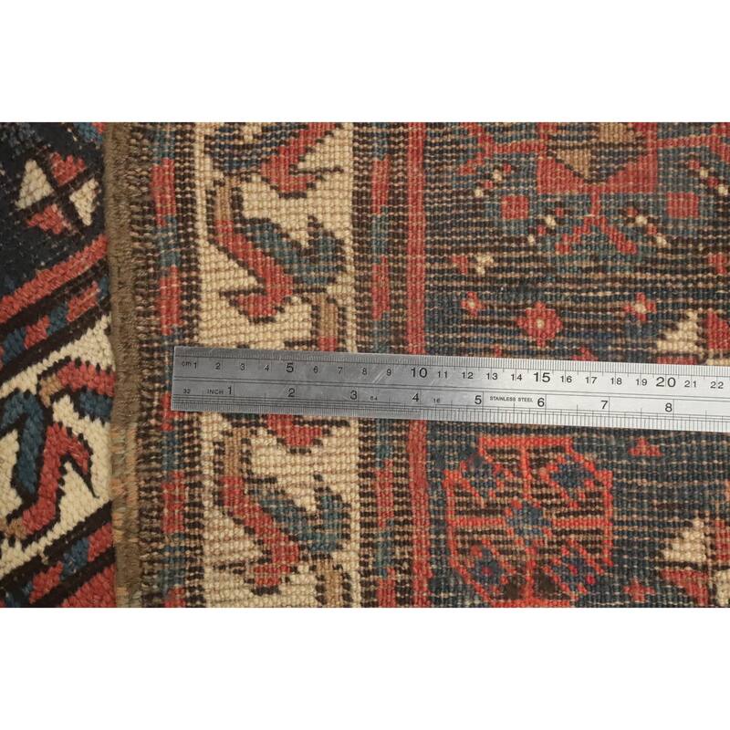 Hand Knotted Oriental 100% Wool Carpet Traditional Geometric Oranges & Rust Kazak Area Rug - 8' 5'' X 4' 2''