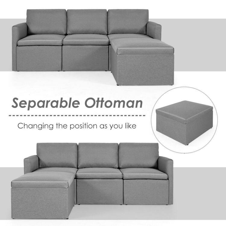 Convertible L-Shaped Sectional Sofa Couch with Reversible Chaise - 75.5" x 58.5" x 31.5" (W x D x H)