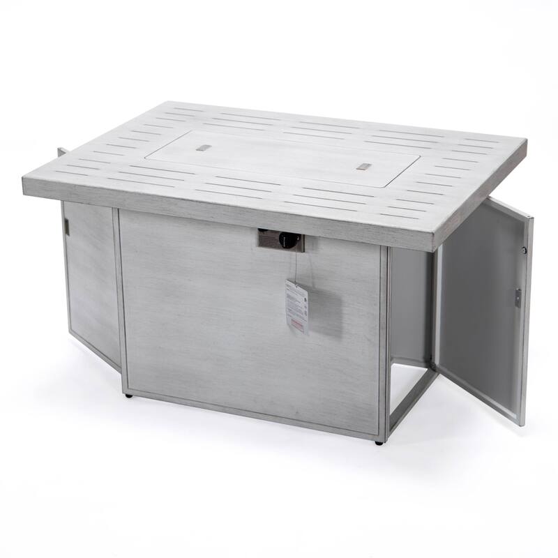 LeisureMod Chelsea 44" Modern 55000 BTU Propane Patio Fire Pit Table with Wind Guard for Porch Backyard Garden Decor