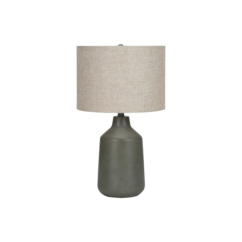Concrete Table Lamp with Linen Shade 3 Way Switch Contemporary Design