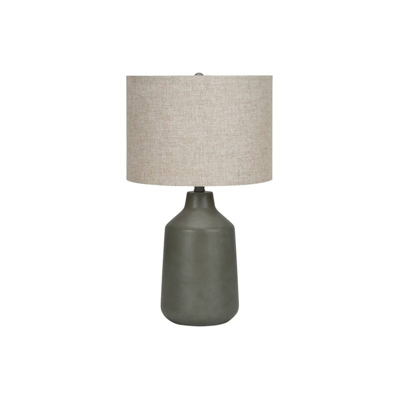 Lighting, 24"h, Table Lamp, Grey Concrete, Beige Shade, Contemporary - Grey