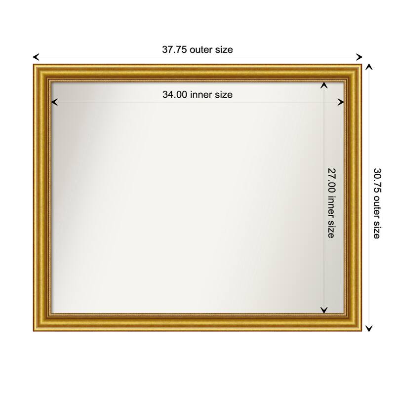 Townhouse Gold Framed Non-Beveled Custom Wall Mirror, Bathroom Vanity Mirror - Outer Size: 37.75 x 30.75