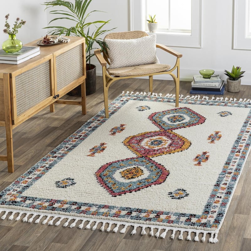 Livabliss Casual Casablanca Shag Tribal Area Rug - 7'10" x 10' - Blue Multi