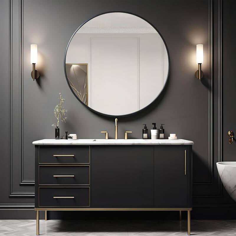 39 Inch Metal Framed Round Bathrrom Mirror for Wall