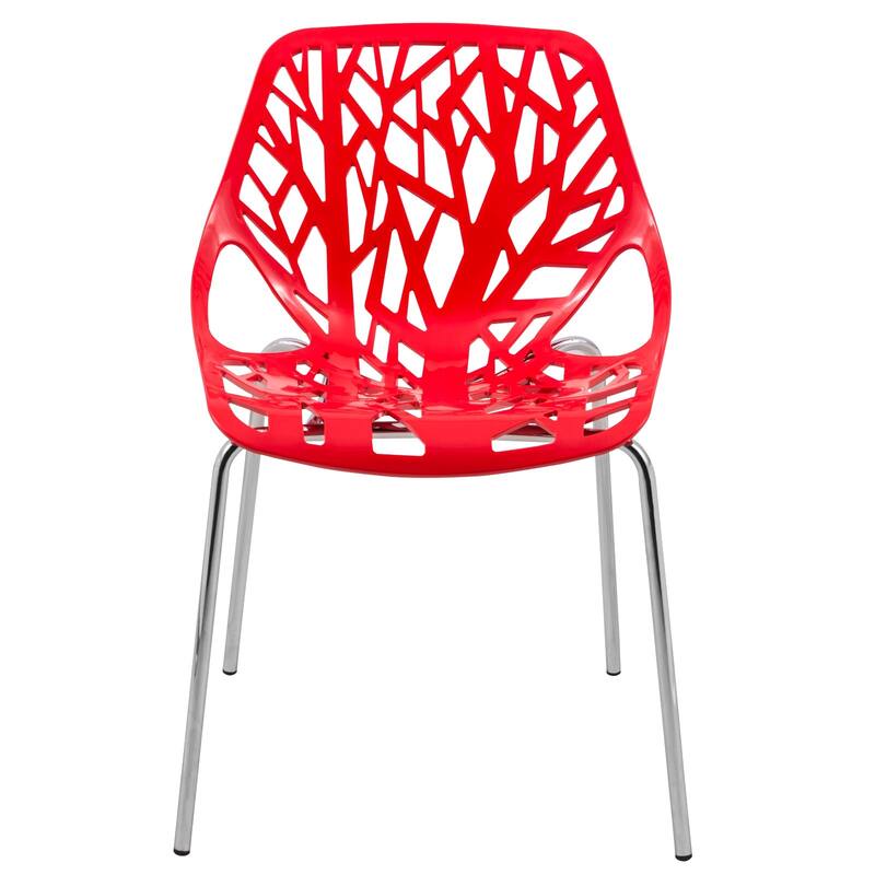 Asbury Stackable Dining Chair with Chrome Legs (Set of 2) Modern Cut-Out Design Backrest Side Chair