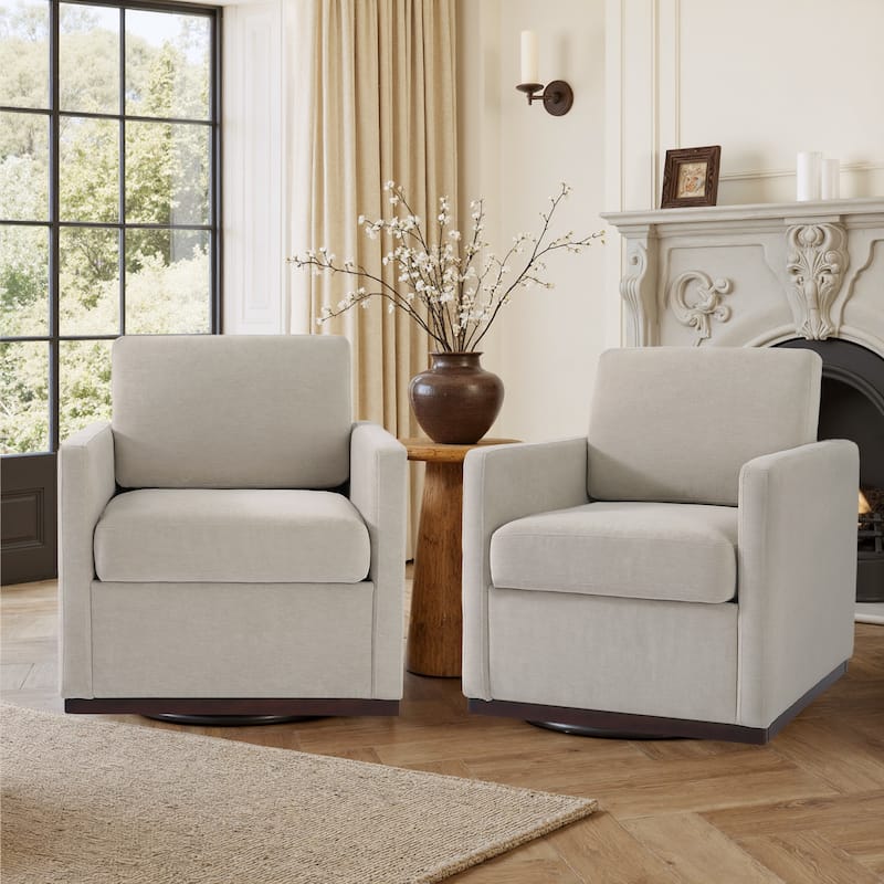 Set of 2 Modern Swivel Accent Armchairs Upholstered Arm Chairs
