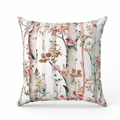 Whispering Woods Faux Suede Reversible Throw Pillow Pink and Green