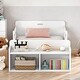 preview thumbnail 11 of 16, Twin Size Floor Kids Bed Frame with Storage Footboard and Guardrail, Grey