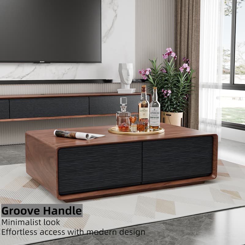 Modland 47" Handmade Modern Coffee Table with 4 Drawers & Rounded Corners - 47.24