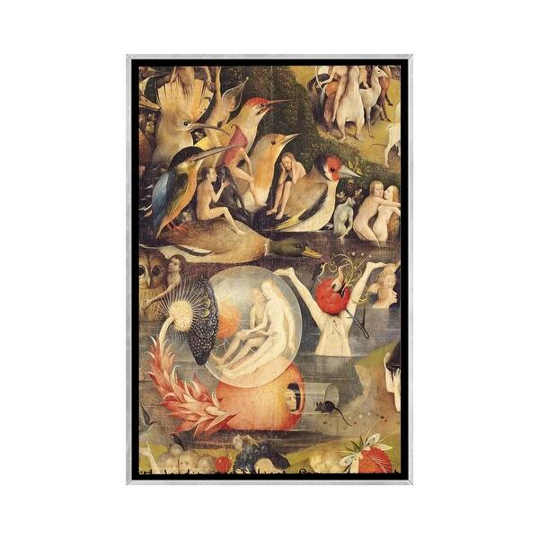 slide 2 of 15, iCanvas "The Garden of Earthly Delights- Allegory of Luxury, central panel of triptych, c.1500 " by Hieronymus Bosch Framed Silver - 40x26