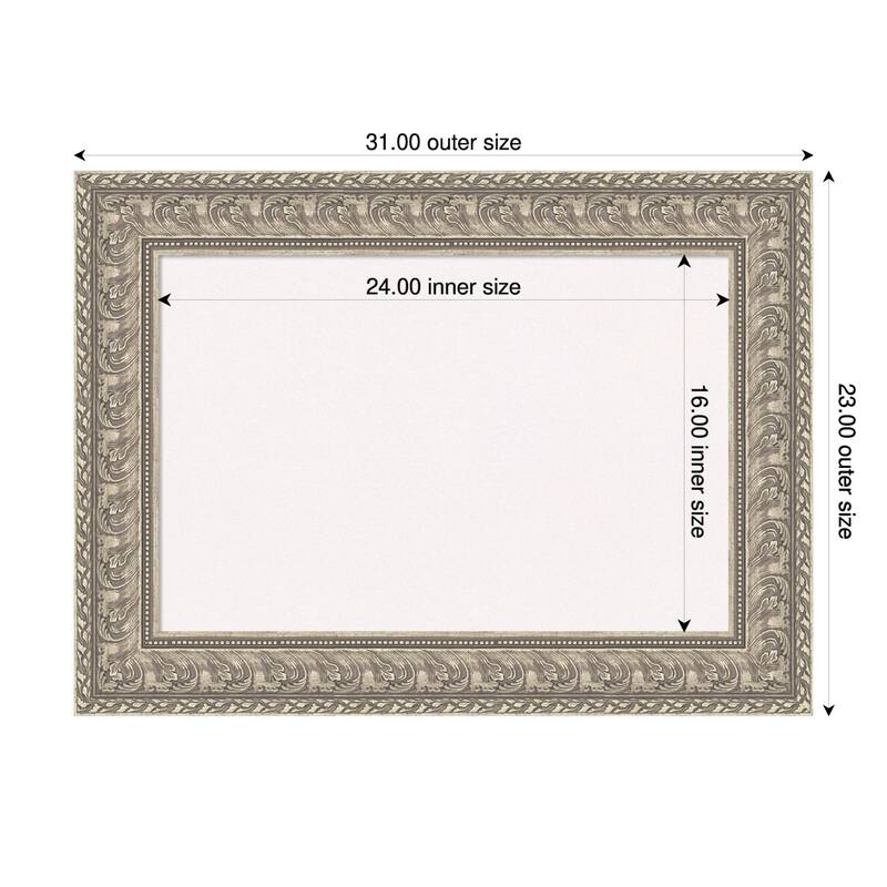 Sydney Silver Framed Cork Board - Bulletin Board, Organization Board, Pin Board - White - 31 x 23 in