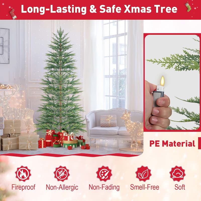 Costway 6.5 FT/7.5FT Pre-Lit Christmas Tree Hinged with 470/612 PE