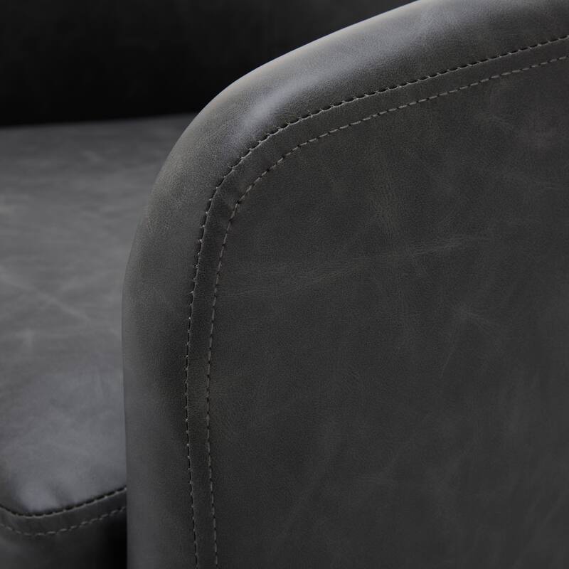 Faux Leather Accent Barrel Chair with Swivel Base