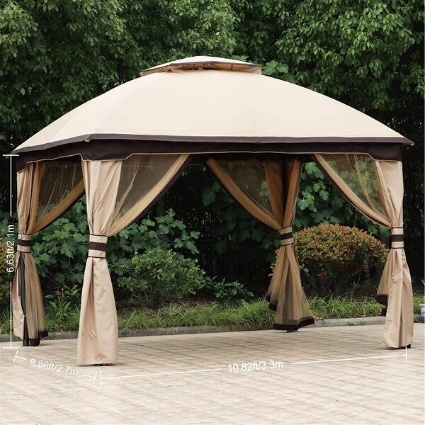 10 X12 Patio Gazebo Canopy Double Soft top Garden Shelter Tent