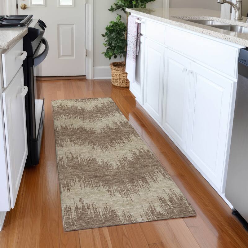 Premium Washable Super Soft Farmhouse Chevron Mayfield Rug - Brown - 2'3" x 7'6"