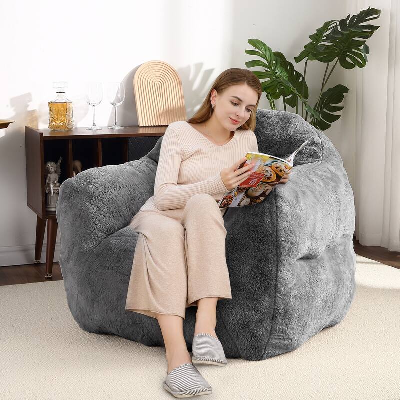 Giant Bean Bag Chair with Armrest Foam Filled Sofa Chair for Living Room Bedroom
