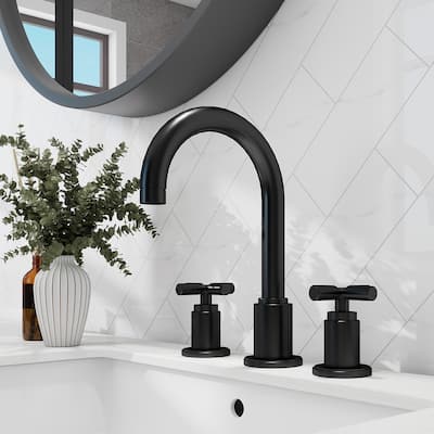 10.43"H Solid Brass Widespread 2-handle Bathroom Sink Faucet with Pop-Up Drain Assembly