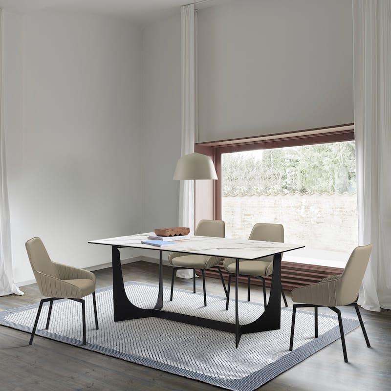 Esme Shilo Dining Set Taupe with Gray Faux Leather Chairs - 5 Piece