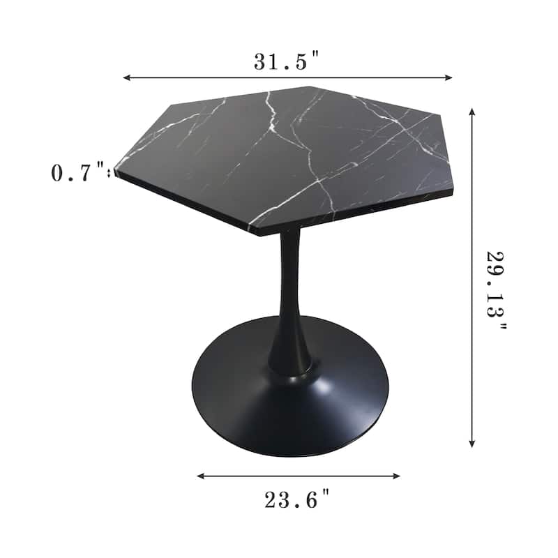Modern Hexagonal Coffee Table with MDF Table Top and Metal Base