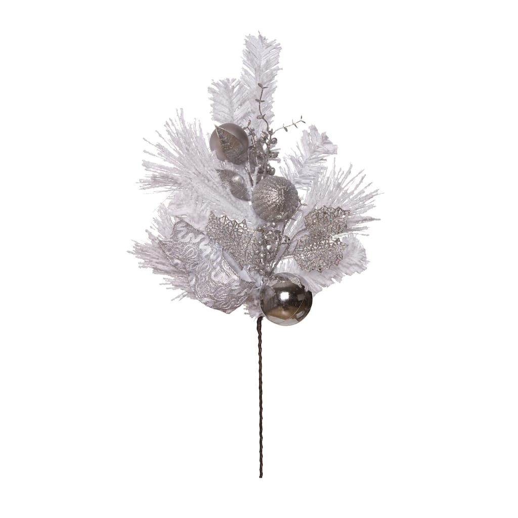 Transpac Artificial 22 in. White Christmas Decorative Spray