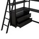 preview thumbnail 9 of 16, Metal & Wood Twin Size Loft Bed with Desk and Shelves, Children Bed Frame with 2-Built-in Drawers for Bedroom, Black