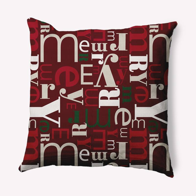 Crazy Merry Christmas Soft Spun Polyester Decorative Throw Pillow - 16 x 16 - Christmas Burgandy
