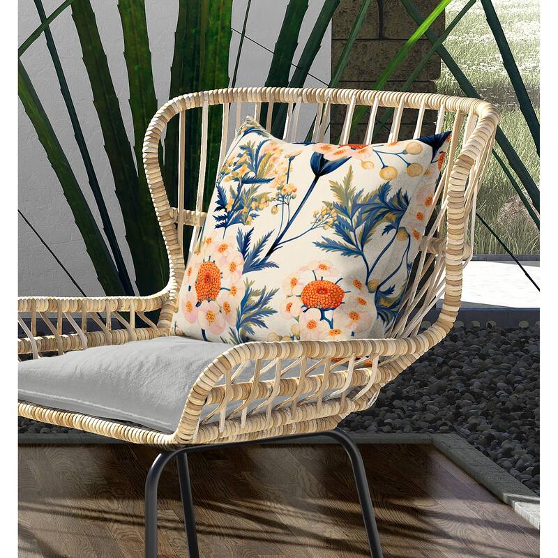 Millefolium Harmony Indoor/Outdoor Reversible Throw Pillow Blue and Orange