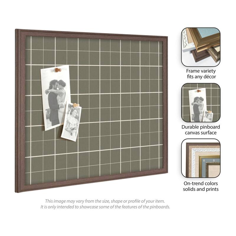 Kate and Laurel Framed Fabric Pinboard Sage Green Plaid Wall Organization