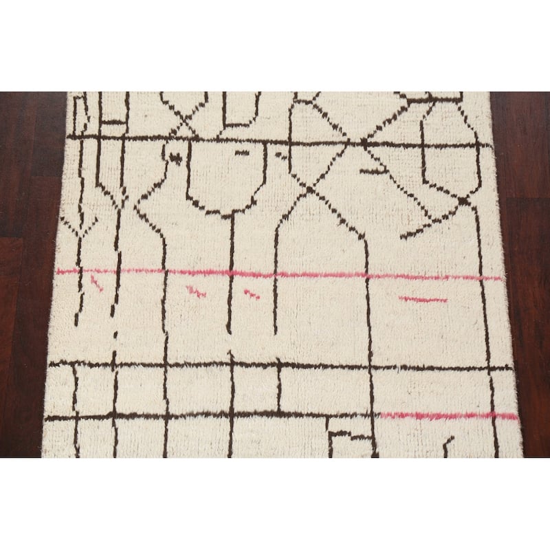 Tribal Moroccan Oriental Wool Area Rug Hand-knotted Decorative Carpet - 4'1" x 6'4"