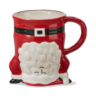 Hand Stand Santa Stoneware Mug Coffee & Tea Mug Christmas Xmas Holiday, 16 oz.