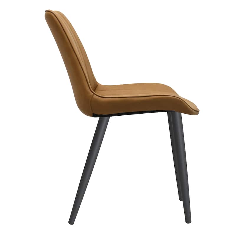 PU Leather Dining Chair with Metal Legs, Wave Pattern Upholstered Armless Chair Set of 6 for Kitchen, Living